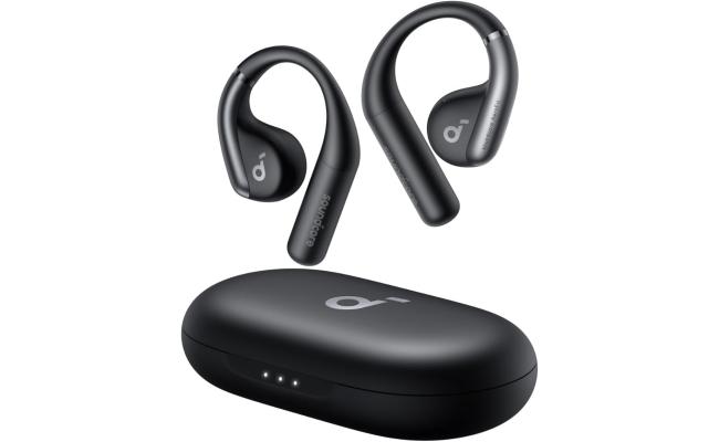 Anker Soundcore  AeroFit Open-Ear Headphones, Ultra Comfort, Snug Fit, Ergonomic Ear Hook, Balanced Sound, IPX7 Waterproof, 42H Playtime, Small-Ear Friendly, App Control, Clear Calls, Wireless Earbuds - Black